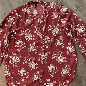 Red floral blouse
